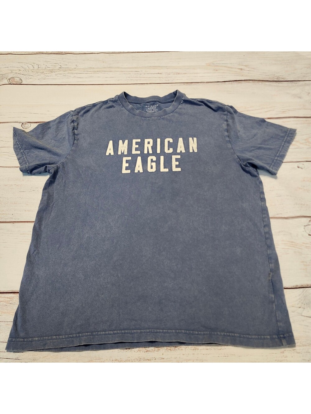 American Eagle Super Soft Standard Fit Blue T-Shirt Medium
